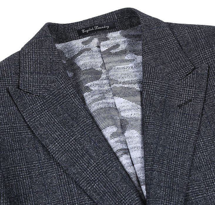 English Laundry Charcoal Checked Slim Fit 100% Wool suit jacket.