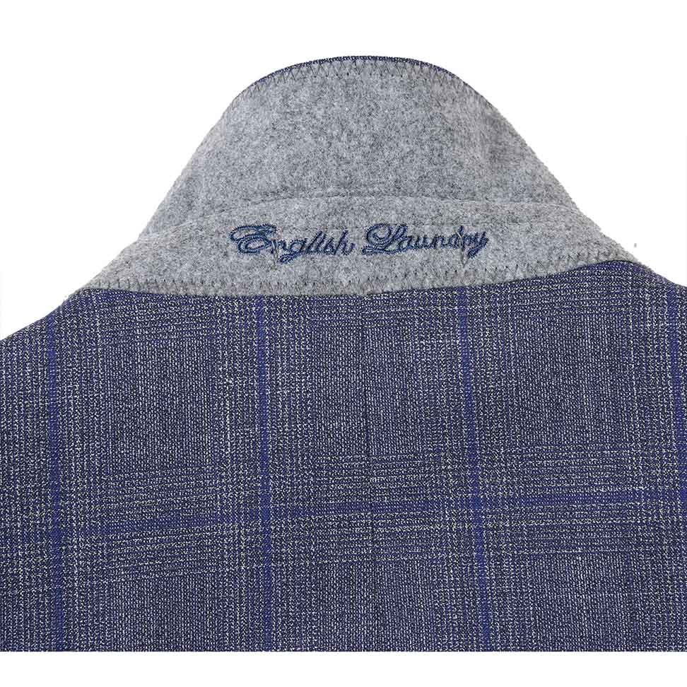 English Laundry 2-Piece Gray with Blue Windowpane Suit Wool Blend
