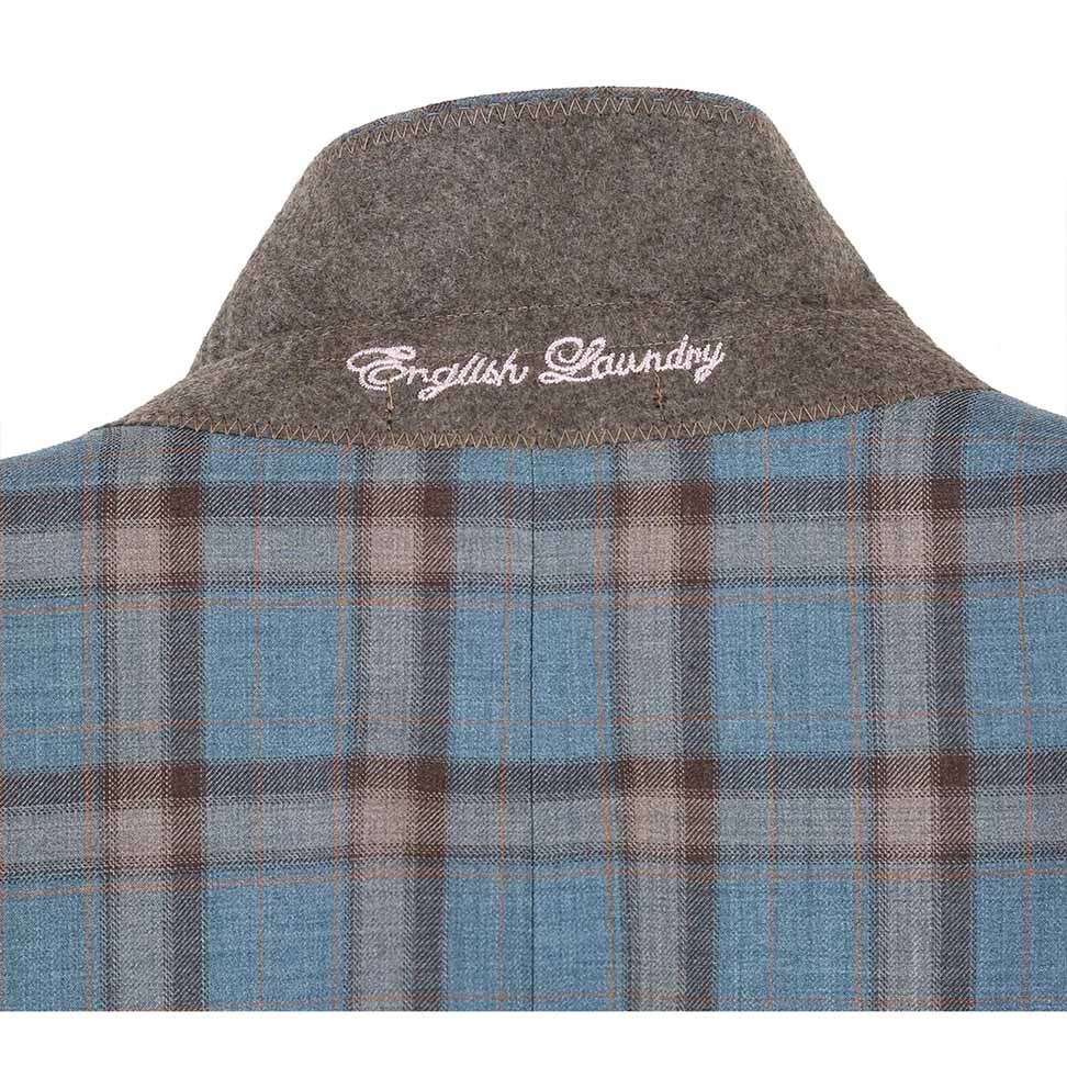English Laundry 2-Piece Light Gray with Bronze Stereoscopic-Grid Suit Wool Blend
