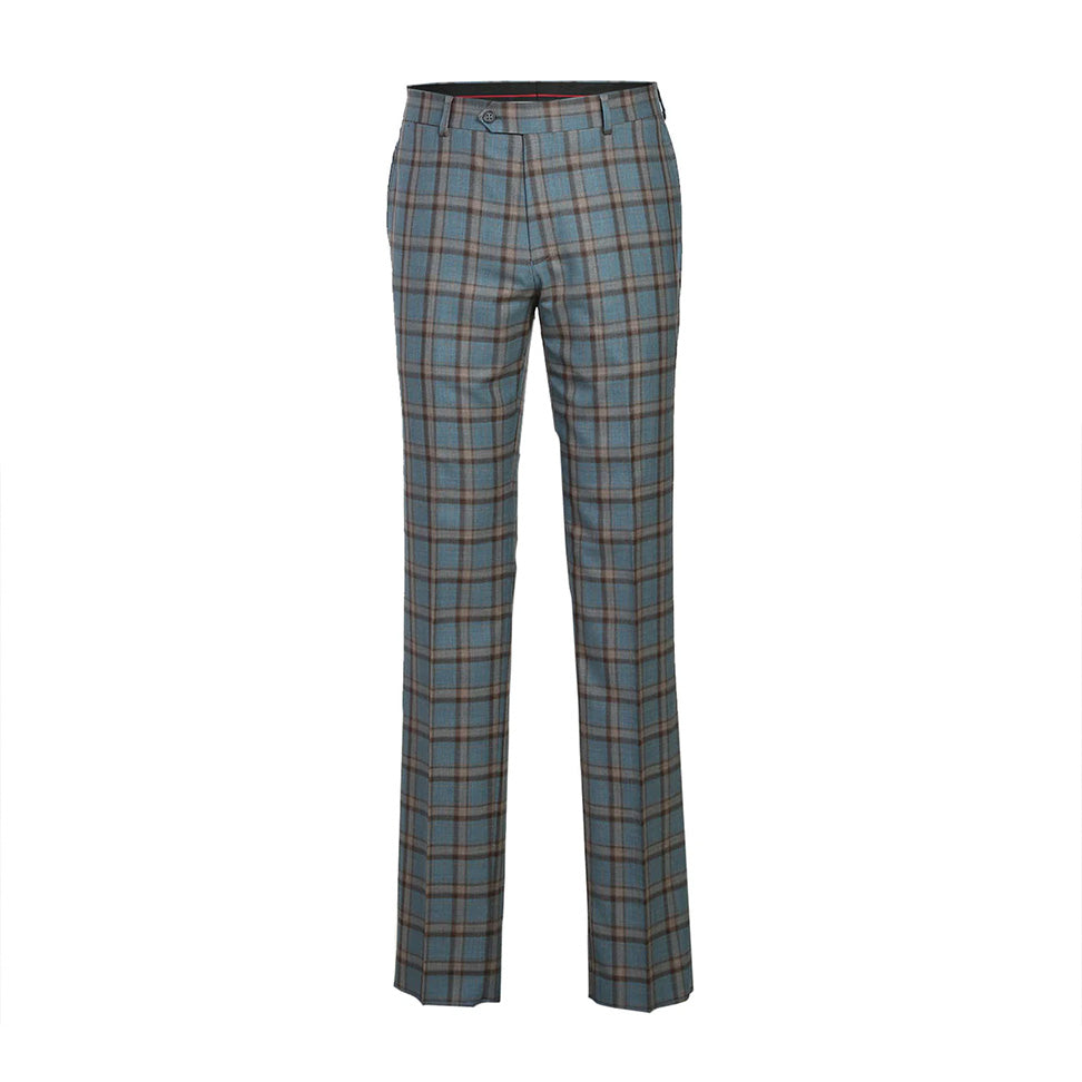 English Laundry Light Gray with Bronze Stereoscopic-Grid Slim Fit Wool Blend suit jacket on white background.