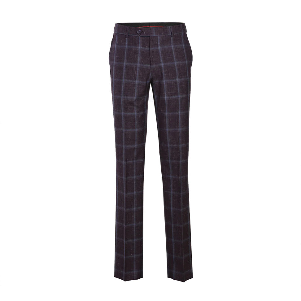 English Laundry 2-Piece Purple Window Pane Check Suit Wool Blend