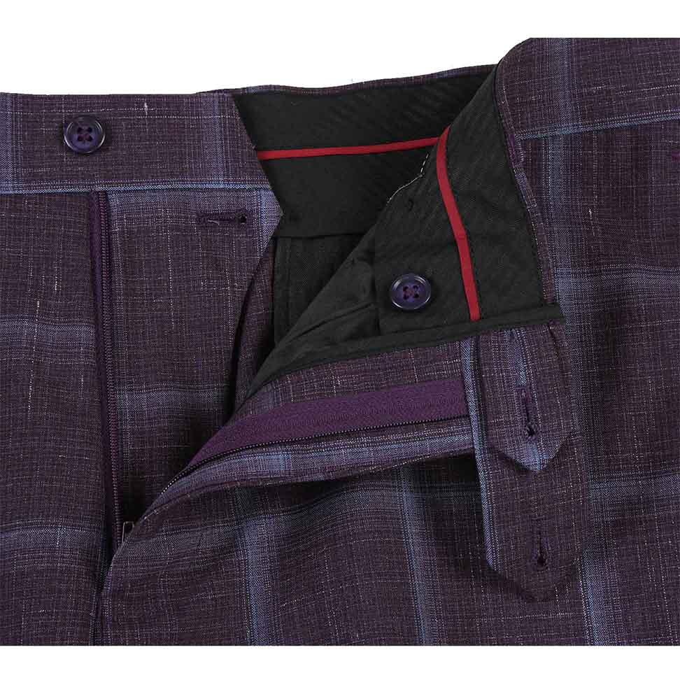English Laundry 2-Piece Purple Window Pane Check Suit Wool Blend