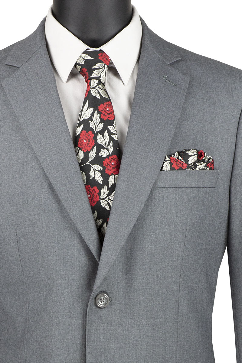 Nola Collection - Medium Gray Regular Fit 2 Piece Suit Flat Front Pants with 2″ Elastic Waist Band