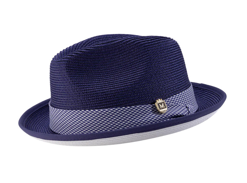 Purple Braided Stingy Brim Pinch Fedora with White Bottom