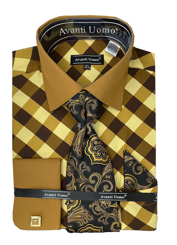 brown check dress shirt Colbo Dress Shirt in Brown Linear Check