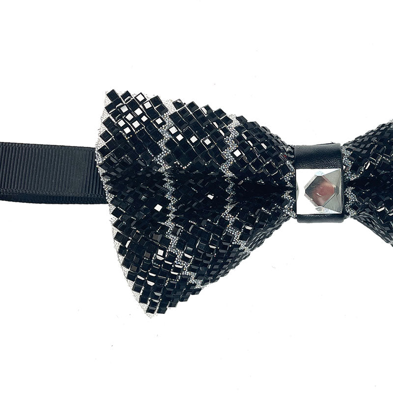 Checkered Daniel Ellissa Black Rhinestones Adjustable Men's Bowtie Accessory Box shown as a bow tie.
