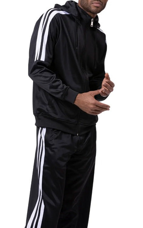 Men's Track Suit with Detachable Hood in Black