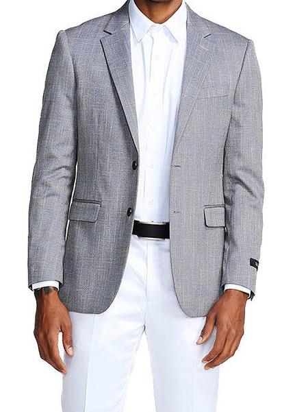 Slim Fit Windowpane Blazer 2 Button in Gray