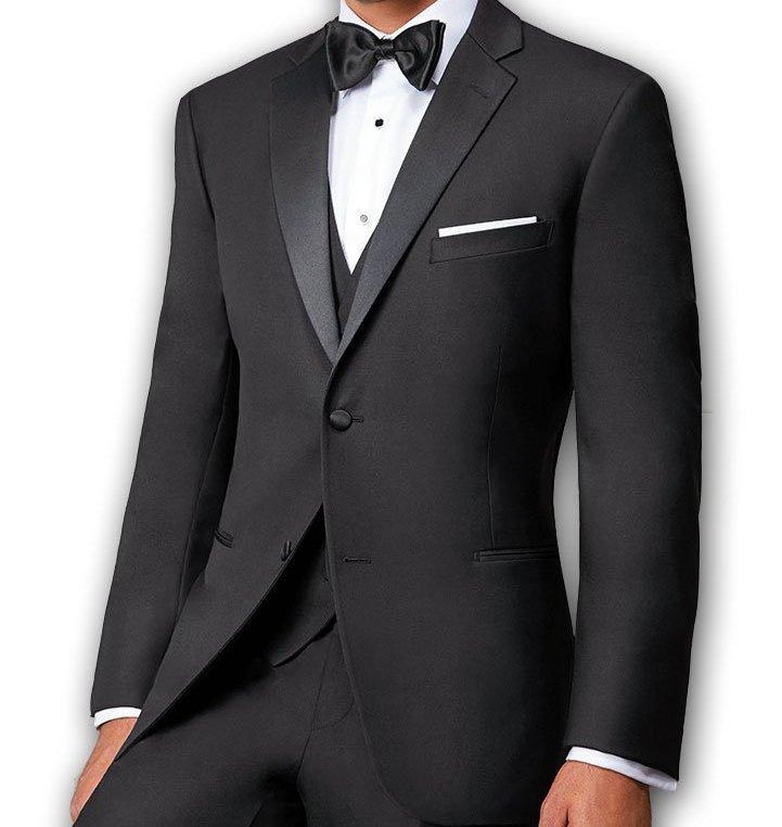 Regular Fit Black 2 Piece Tuxedo With Slim Satin Lapel