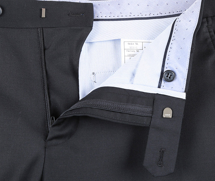 Renoir solid black Half Canvas Wool Dress Suit Regular Fit 2 Piece jacket and trousers.