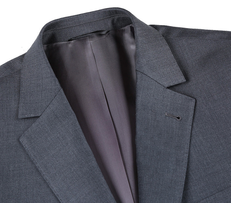Solid gray Renoir Half Canvas Wool Dress Suit Modern Fit 2 Piece jacket, with visible collar, buttons, and pocket.
