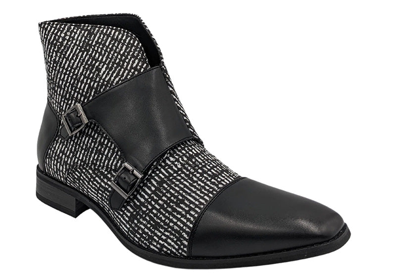 Black Double Monk Strap Fashion Boots