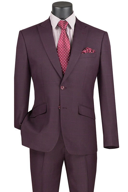 Slim Fit 2 Piece Suit Burgundy Glen Plaid Pattern Matching Pants | Suits Outlets Men's Fashion Slim Fit 2 Piece Suit Burgundy Glen Plaid Pattern Matching Pants | Suits Outlets Men's Fashion