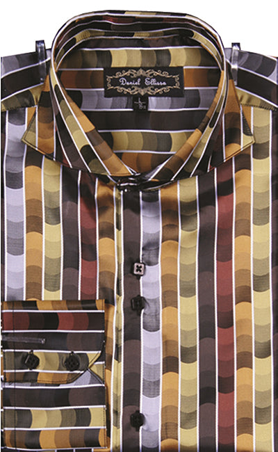 mens black and gold dress shirt OppoSuits Men's Shirt - Long Sleeve Shirt - Golden Geo Star