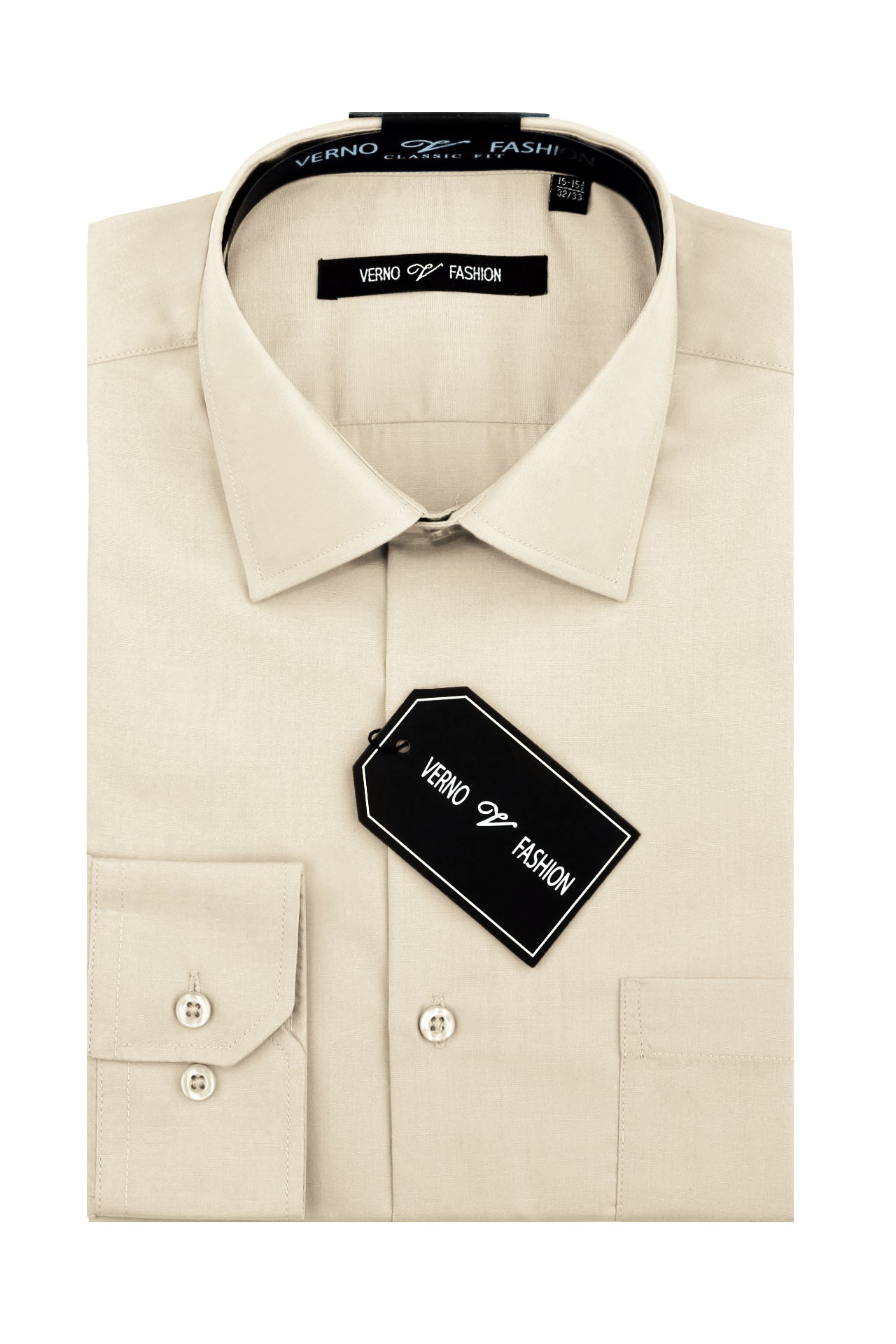 Cotton Blend Dress Shirt Regular Fit In Taupe