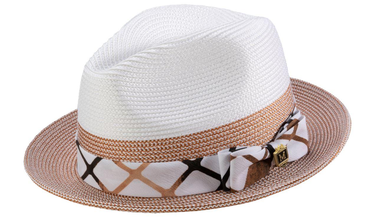 Men's Straw Fedora Hat in Cognac