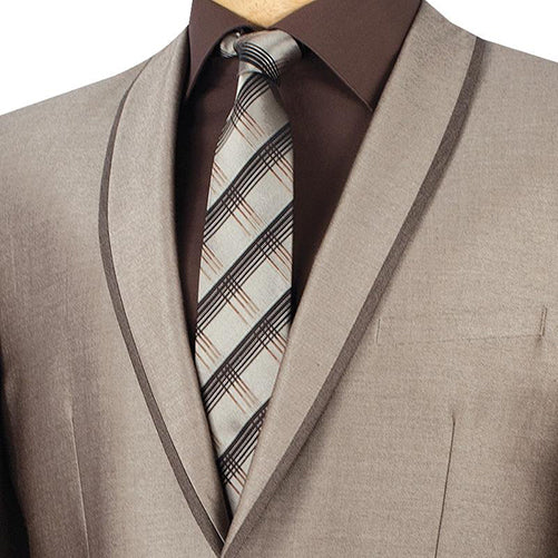 Palazzo Collection - Beige Men's Slim Fit 2 Piece Tuxedo Shawl Lapel