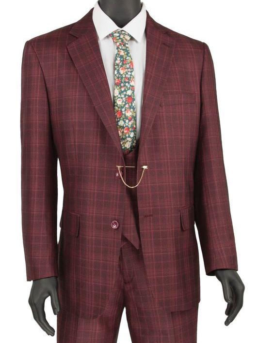 Renaissance Collection - Regular Fit 3 Piece Suit Burgundy