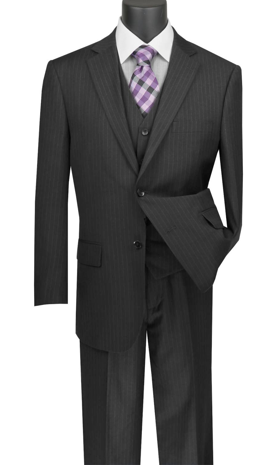 Sovana Collection Regular Fit 3 Piece Suit 2 Button Tone on Tone Str