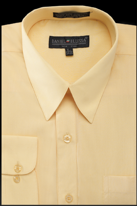 New Top Men s Basic Dress Shirt Convertible Cuff Regular Fit in Canary 14 32 33 Canary