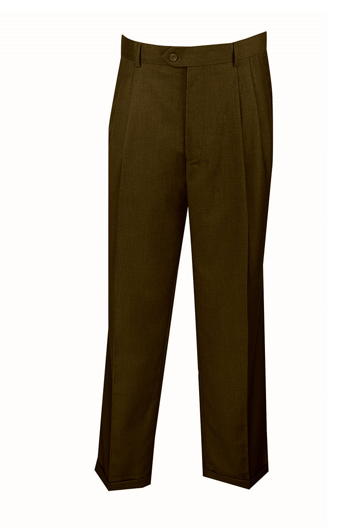 Brown Dress Pants Regular Leg Pleated Pre-hemmed With Cuffs | Suits Outlets Men's Fashion Brown Dress Pants Regular Leg Pleated Pre-hemmed With Cuffs | Suits Outlets Men's Fashion