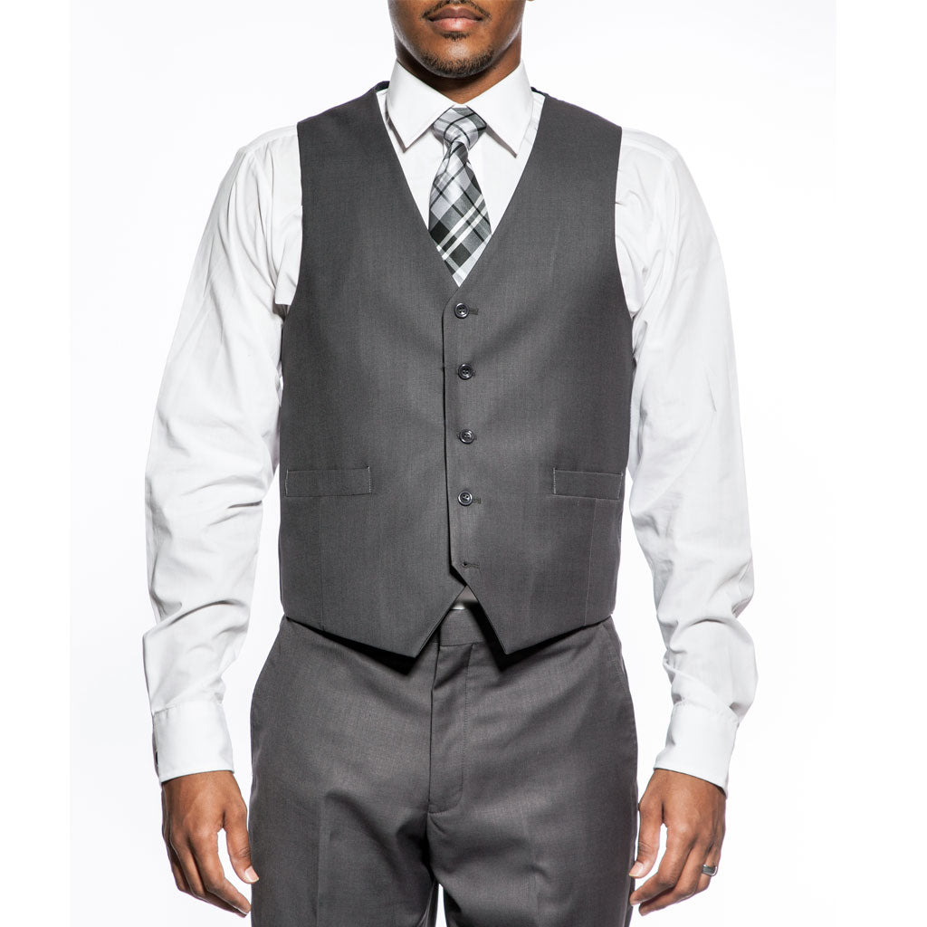 Slim Fit Men's Suit 3 Piece 2 Button in Heather Gray