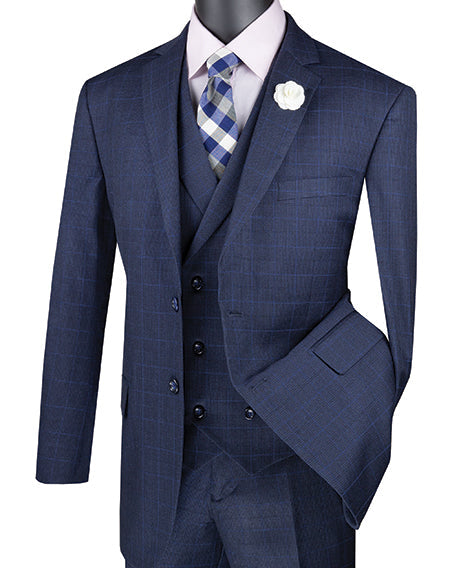 Navy Regular Fit Glen Plaid Blazer