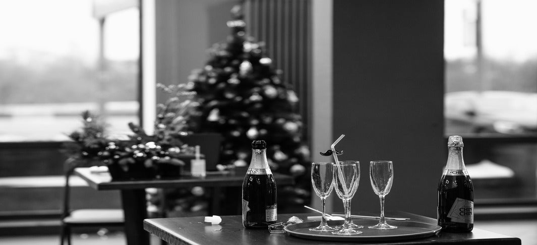 fancy table with champagne and bottles
