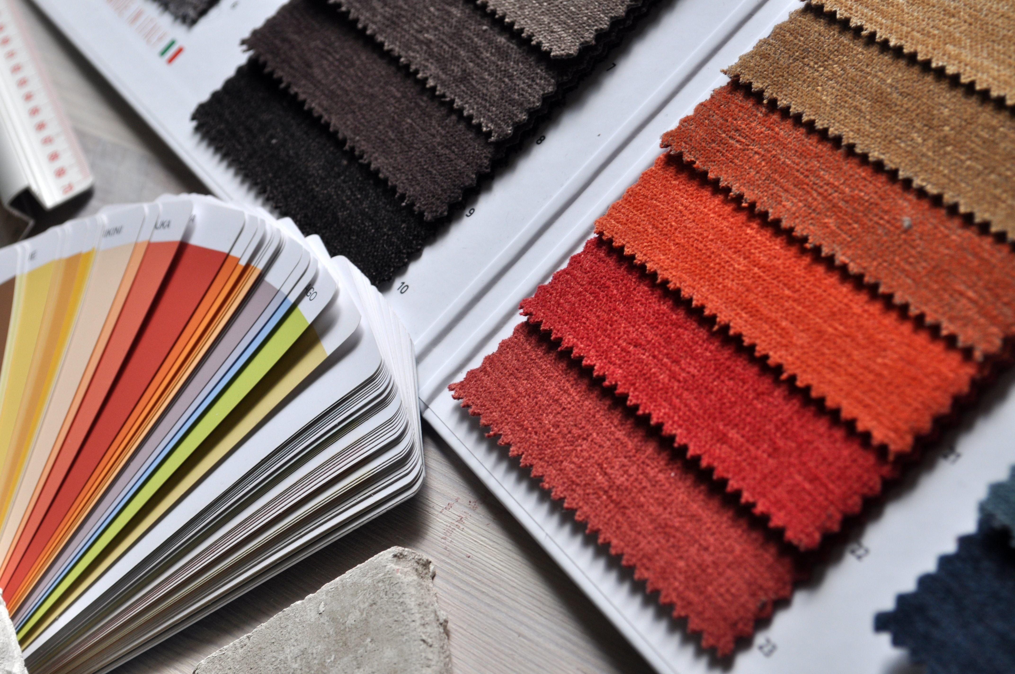fabric and paint swatches