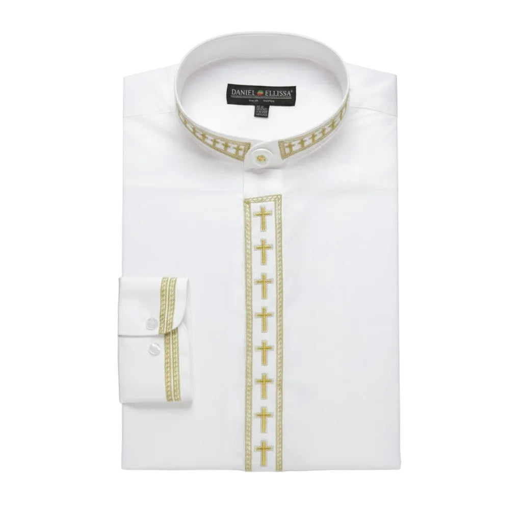 men's banded collar dress shirt