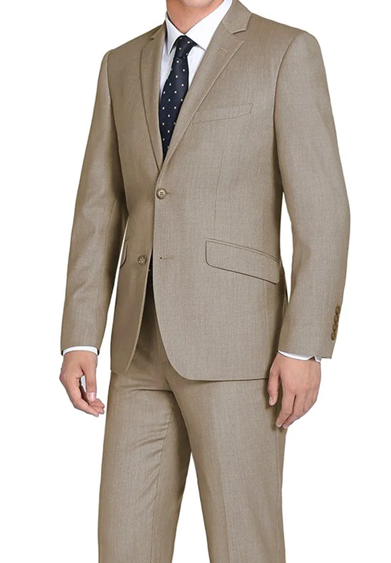 Vanderbilt Collection  - Classic 2 Piece Suit 2 Buttons Regular Fit In Taupe