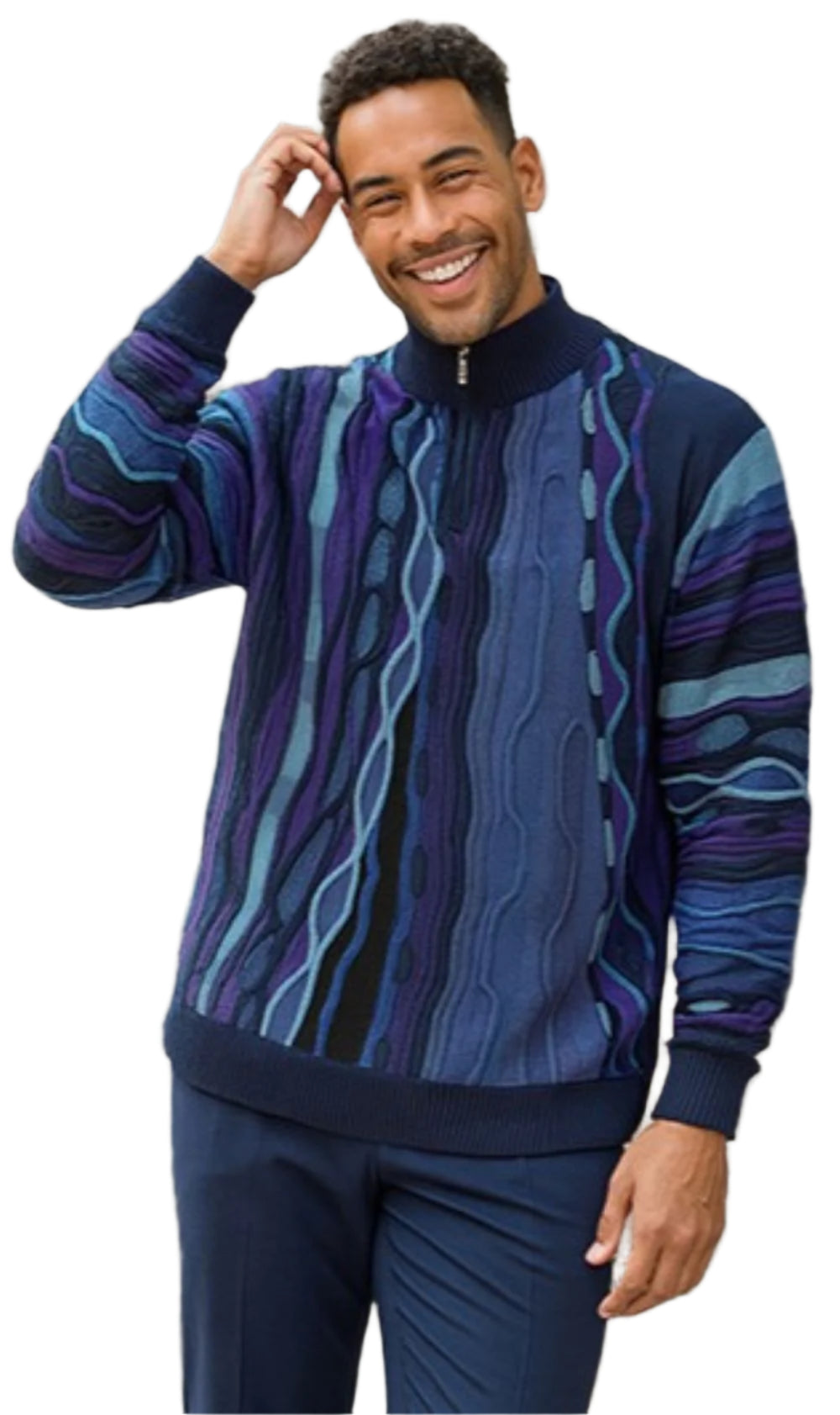 Stacy Adams - Men’s Navy Pull Over Sweater
