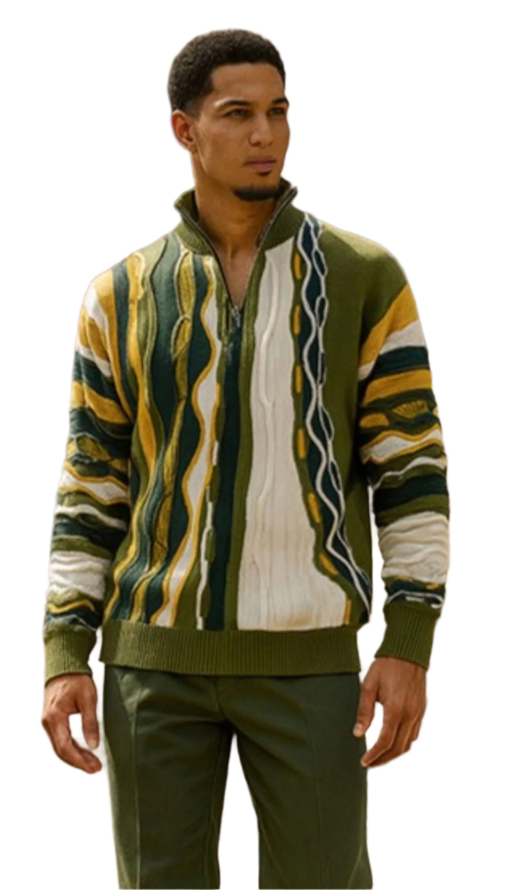 Stacy Adams - Men’s Olive Pull Over Sweater
