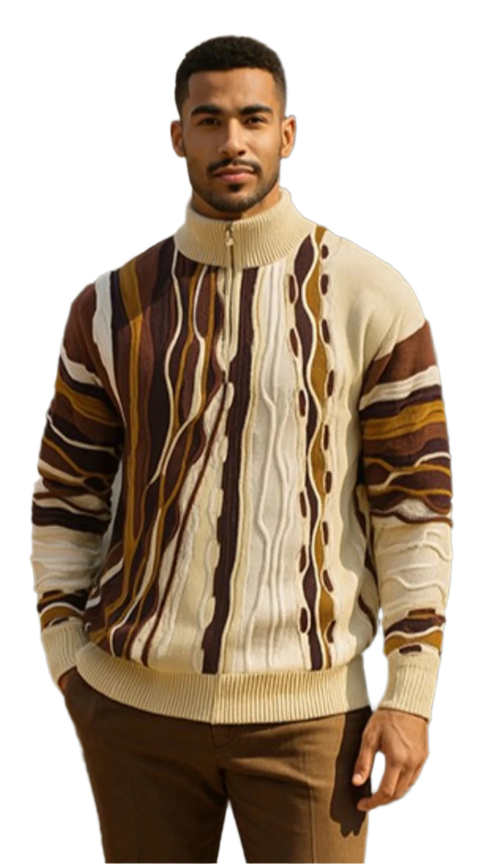 Stacy Adams - Men’s Tan Pull Over Sweater
