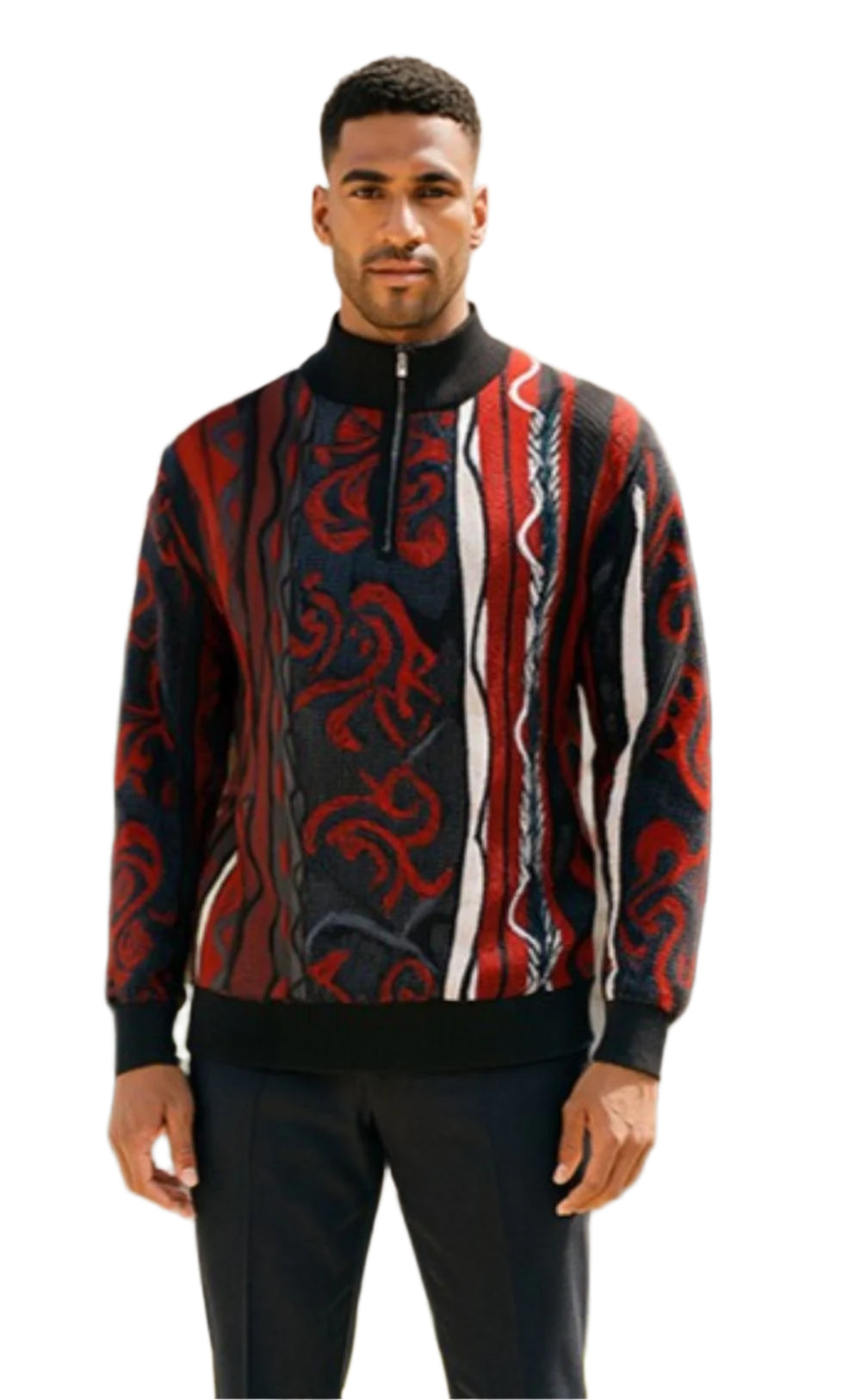Stacy Adams - Men’s Pull Over Sweater Black/Red
