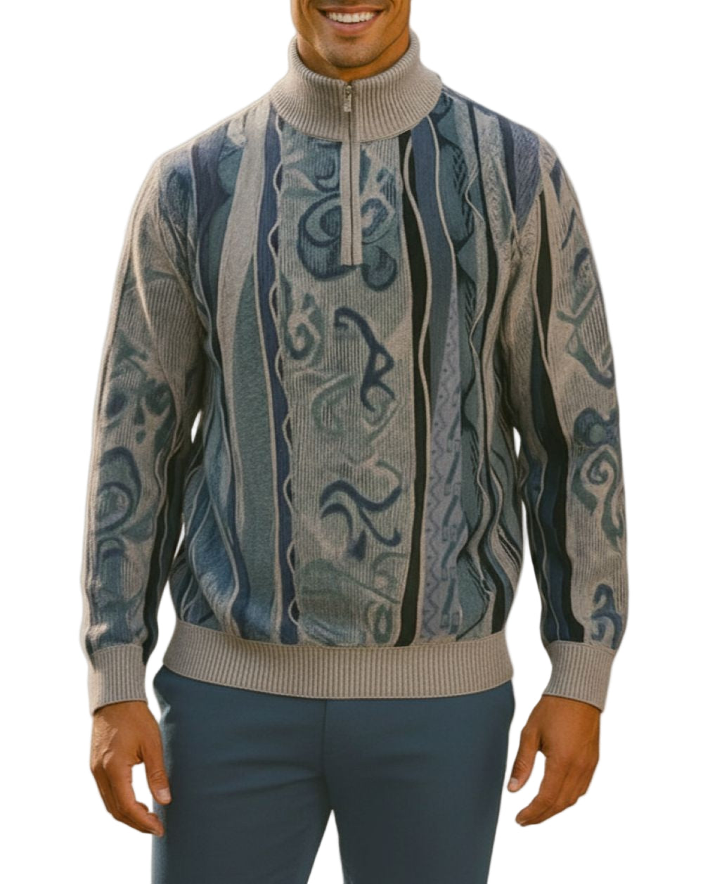 Stacy Adams - Men’s Pull Over Sweater Gray/Blue