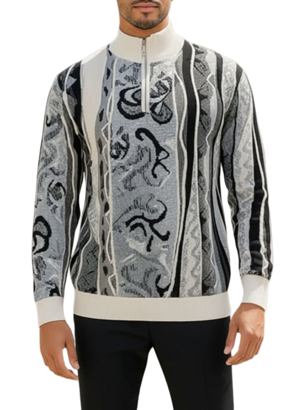 Stacy Adams - Men’s Pull Over Sweater White/Black