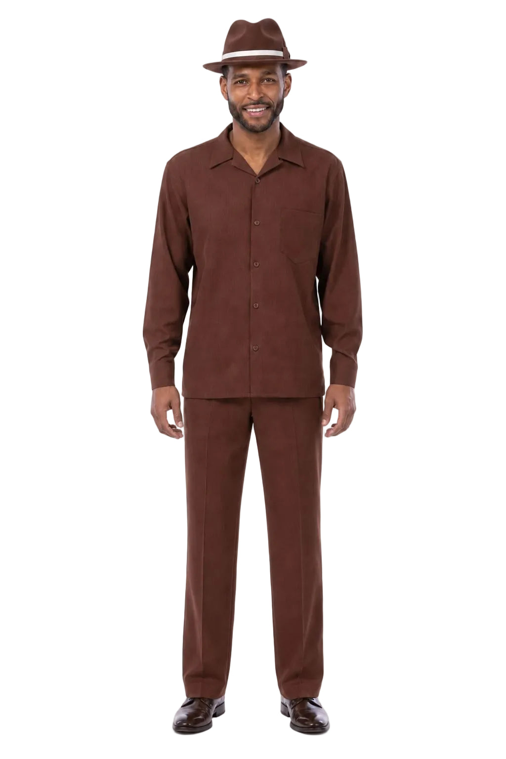 Men's 2 Piece Long Sleeve Walking Suit in Chocolate