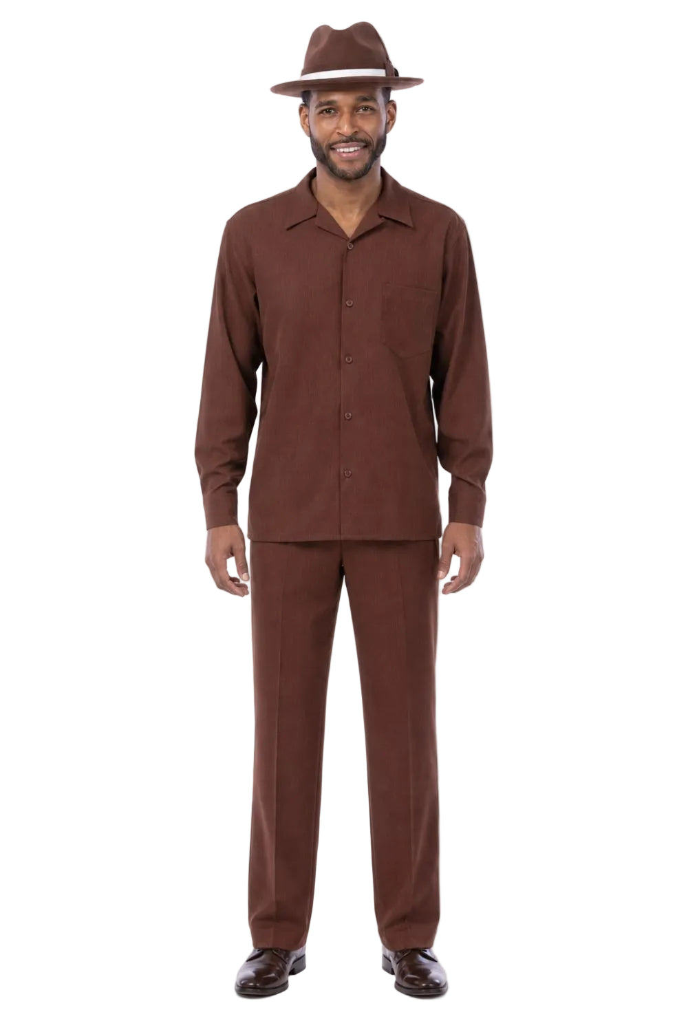 Men's 2 Piece Long Sleeve Walking Suit in Chocolate