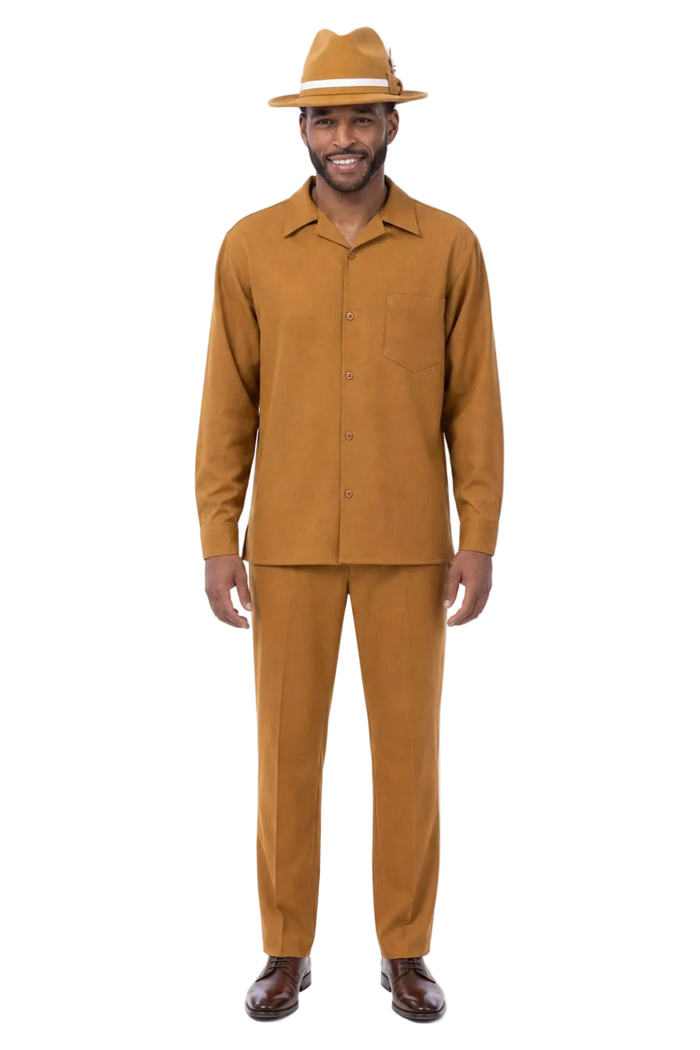 Men's 2 Piece Long Sleeve Walking Suit in Gold
