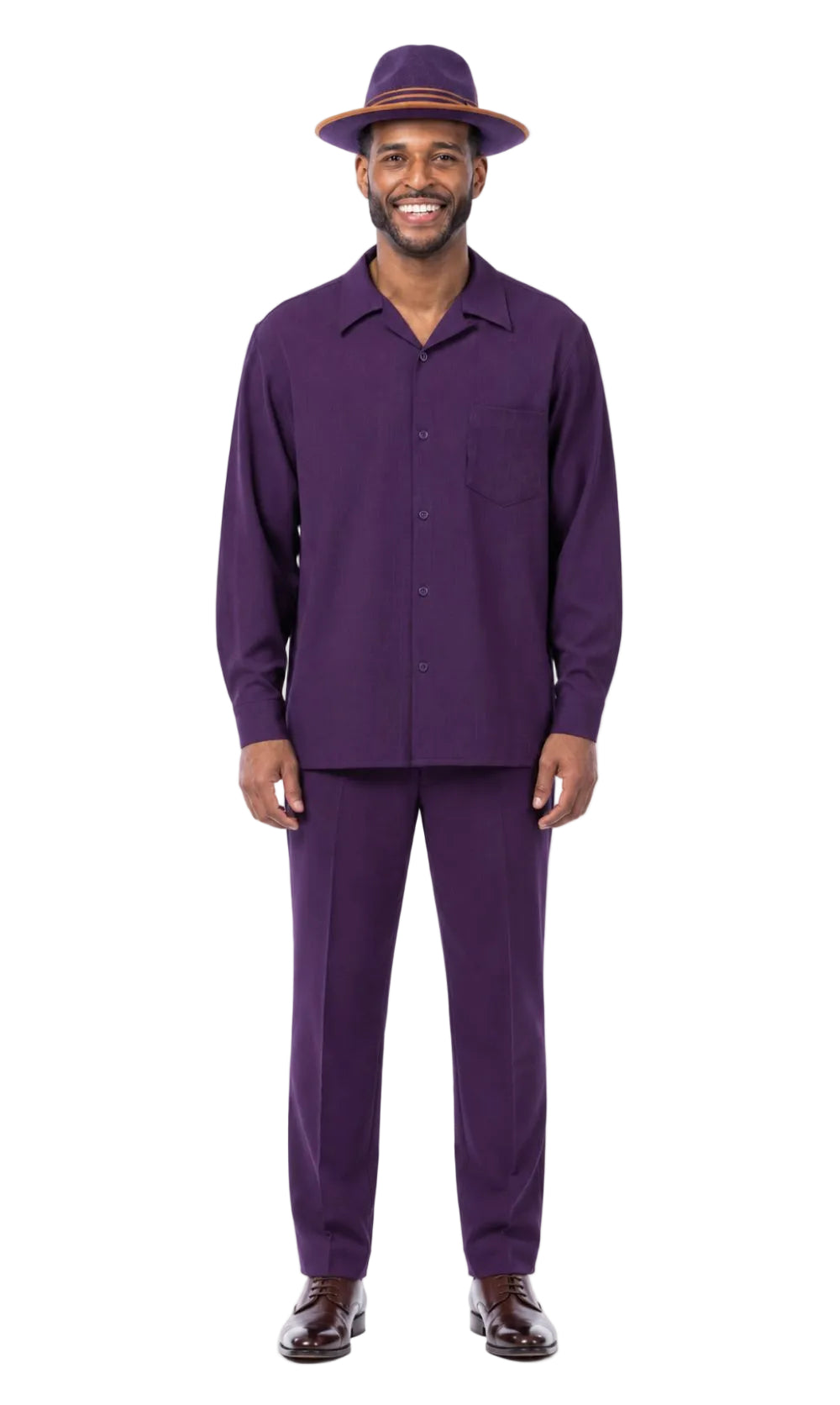 Men's 2 Piece Long Sleeve Walking Suit in Grape
