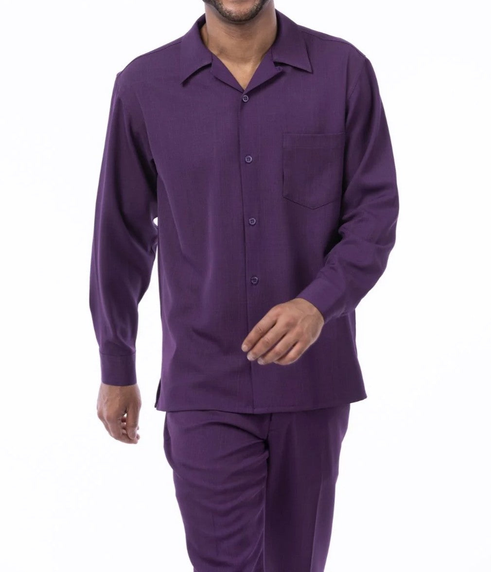 Men's 2 Piece Long Sleeve Walking Suit in Grape
