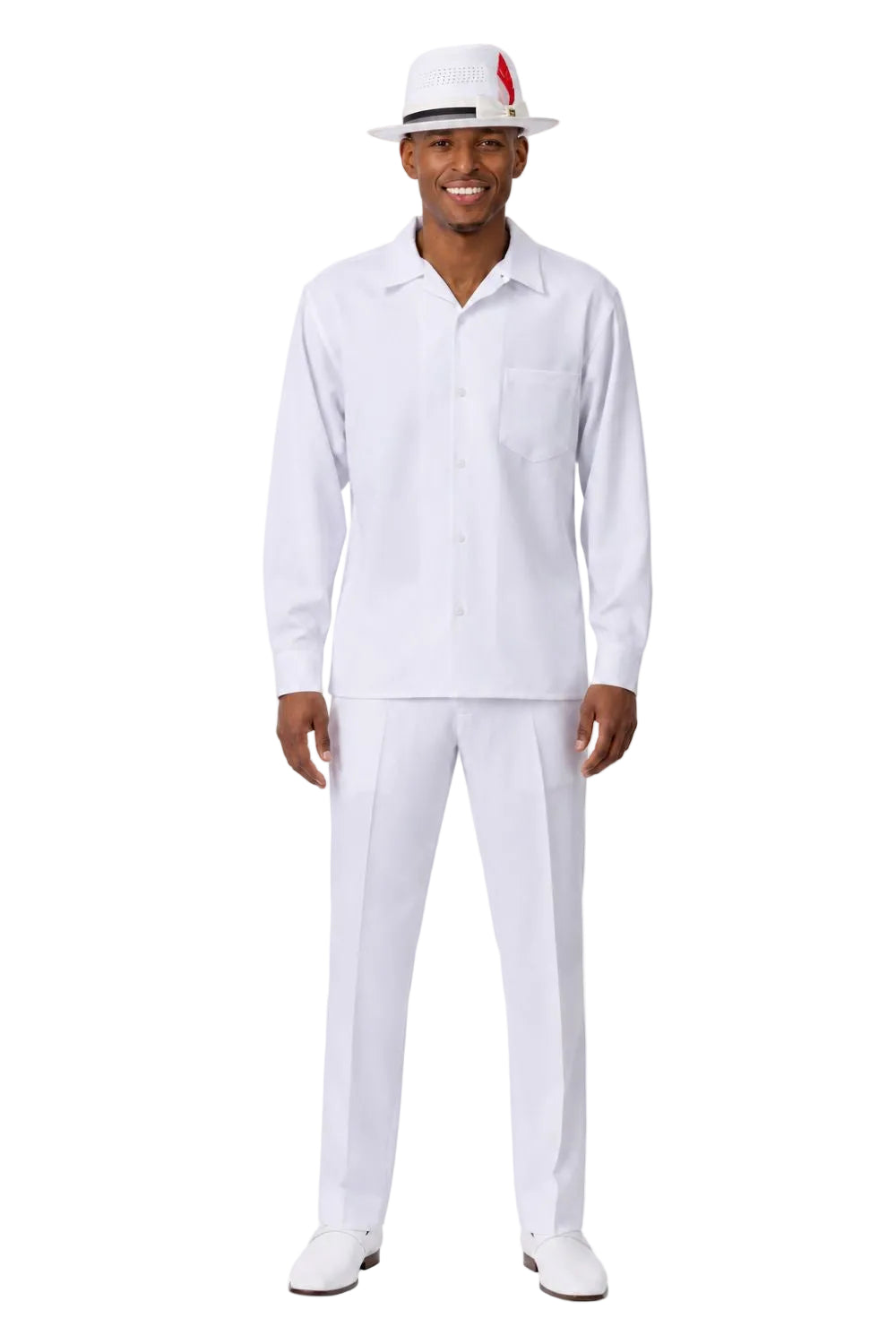 Men's 2 Piece Long Sleeve Walking Suit in White