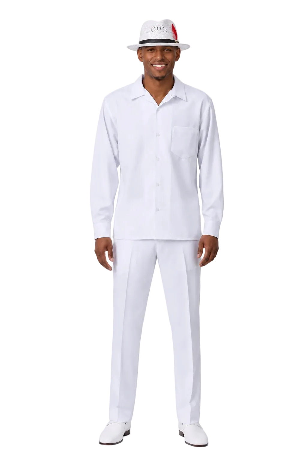 Men's 2 Piece Long Sleeve Walking Suit in White
