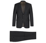 Bevagna Collection - Black 100% Virgin Wool Regular Fit Pick Stitched 2 Piece Suit