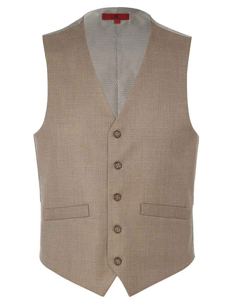 Vanderbilt Collection  - Classic Dress Vest 5 Buttons Regular Fit In Taupe