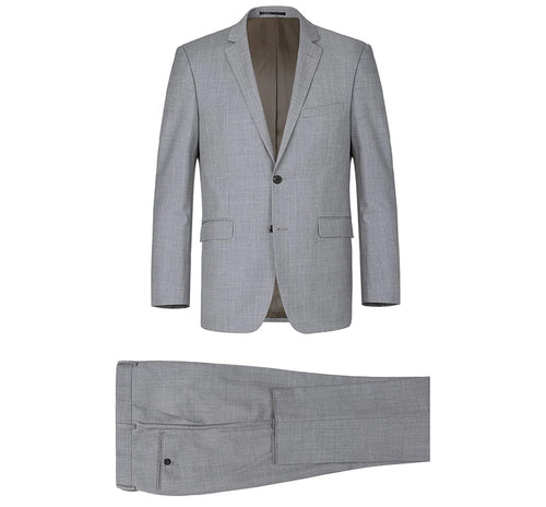 Bevagna Collection - Light Gray 100% Virgin Wool Regular Fit Pick Stit ...