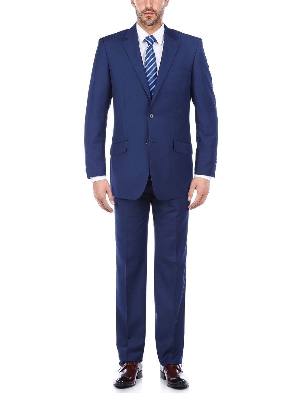 Vanderbilt Collection  - Classic 2 Piece Suit 2 Buttons Regular Fit In Blue