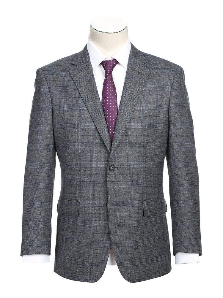 Classic Regular Fit 2 Piece Wool Blend Stretch Suit in Gray