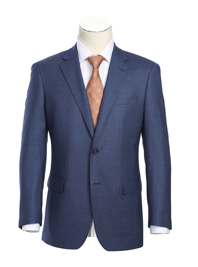 Classic Regular Fit 2 Piece Wool Dress Suit in Blue